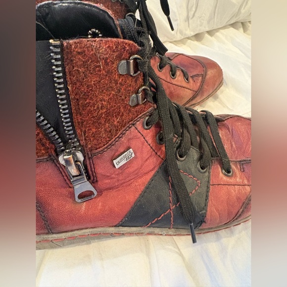Remonte Tex Red Leather Ankle Boots – Lace-Up Zip Style - Picture 2 of 6